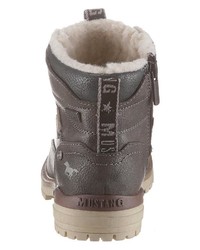 dunkelgraue Lederfreizeitstiefel von Mustang Shoes