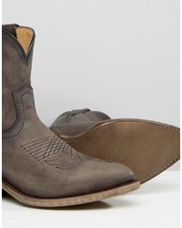 dunkelgraue Lederstiefel von Frye