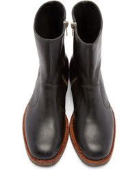 dunkelgraue Lederstiefel von Maison Margiela