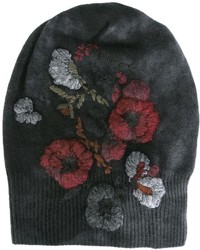 dunkelgraue Mütze mit Blumenmuster von Avant Toi