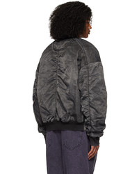 dunkelgraue Nylon Bomberjacke von Juun.J