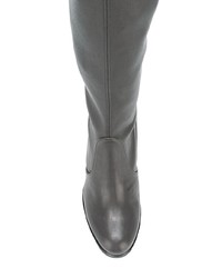 dunkelgraue Overknee Stiefel aus Leder von Stuart Weitzman