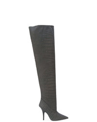 dunkelgraue Overknee Stiefel aus Leder von Yeezy