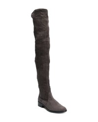 dunkelgraue Overknee Stiefel aus Wildleder von Parallèle