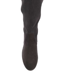 dunkelgraue Overknee Stiefel aus Wildleder von Stuart Weitzman