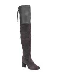 dunkelgraue Overknee Stiefel aus Wildleder von Stuart Weitzman