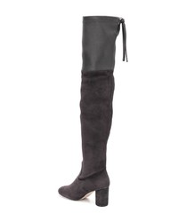 dunkelgraue Overknee Stiefel aus Wildleder von Stuart Weitzman