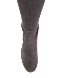 dunkelgraue Overknee Stiefel aus Wildleder von Stuart Weitzman