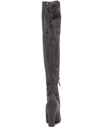 dunkelgraue Overknee Stiefel aus Wildleder von Sam Edelman