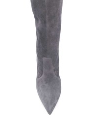 dunkelgraue Overknee Stiefel aus Wildleder von Casadei