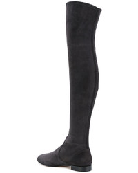 dunkelgraue Overknee Stiefel von Gianvito Rossi