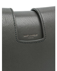 dunkelgraue Satchel-Tasche aus Leder von Saint Laurent