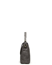 dunkelgraue Satchel-Tasche aus Leder von COLLEZIONE ALESSANDRO