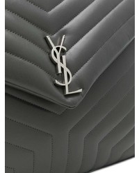 dunkelgraue Satchel-Tasche aus Leder von Saint Laurent