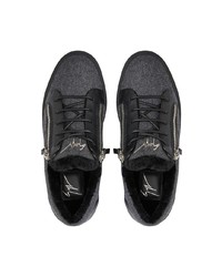 dunkelgraue Segeltuch niedrige Sneakers von Giuseppe Zanotti