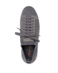 dunkelgraue Segeltuch niedrige Sneakers von Santoni