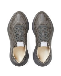 dunkelgraue Segeltuch niedrige Sneakers von Gucci