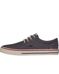 dunkelgraue Segeltuch niedrige Sneakers von Tommy Jeans