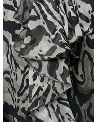 dunkelgraue Seide Bluse mit Rüschen von Tom Ford