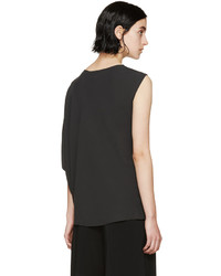 dunkelgraue Seide Bluse von Lanvin