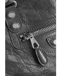 dunkelgraue Shopper Tasche aus Leder mit Reliefmuster von Balenciaga