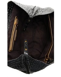 dunkelgraue Shopper Tasche aus Leder mit Schlangenmuster von Liebeskind