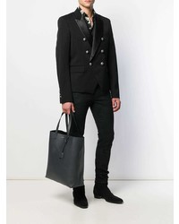 dunkelgraue Shopper Tasche aus Leder von Saint Laurent