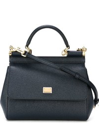 dunkelgraue Shopper Tasche aus Leder von Dolce & Gabbana