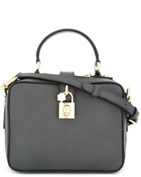 dunkelgraue Shopper Tasche aus Leder von Dolce & Gabbana