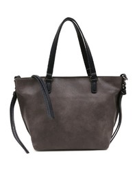 dunkelgraue Shopper Tasche aus Leder von EMILY & NOAH