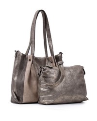 dunkelgraue Shopper Tasche aus Leder von EMILY & NOAH