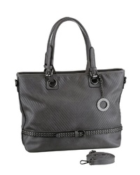 dunkelgraue Shopper Tasche aus Leder von Emma & Kelly