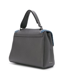 dunkelgraue Shopper Tasche aus Leder von Orciani