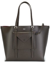 dunkelgraue Shopper Tasche aus Leder von Giorgio Armani