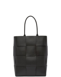 dunkelgraue Shopper Tasche aus Leder von Bottega Veneta