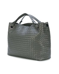 dunkelgraue Shopper Tasche aus Leder von Bottega Veneta