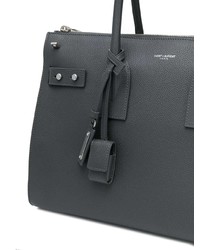 dunkelgraue Shopper Tasche aus Leder von Saint Laurent