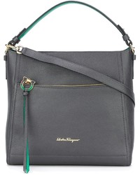 dunkelgraue Shopper Tasche aus Leder von Salvatore Ferragamo