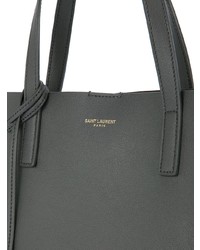 dunkelgraue Shopper Tasche aus Leder von Saint Laurent