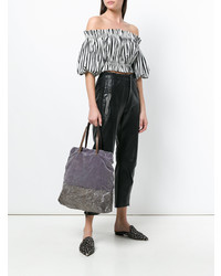 dunkelgraue Shopper Tasche aus Samt von Cecchi De Rossi