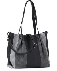 dunkelgraue Shopper Tasche aus Wildleder von EMILY & NOAH