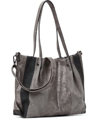 dunkelgraue Shopper Tasche aus Wildleder von EMILY & NOAH