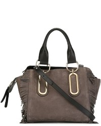 dunkelgraue Shopper Tasche aus Wildleder von See by Chloe
