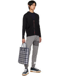 dunkelgraue Shopper Tasche mit Schottenmuster von Thom Browne