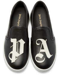 dunkelgraue Slip-On Sneakers aus Leder von Palm Angels