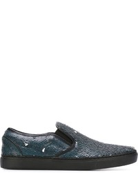 dunkelgraue Slip-On Sneakers aus Leder von Juun.J