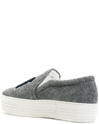 dunkelgraue Slip-On Sneakers aus Leder von Joshua Sanders