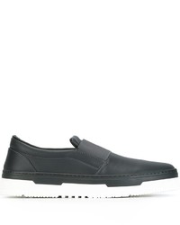 dunkelgraue Slip-On Sneakers aus Leder von Valentino Garavani