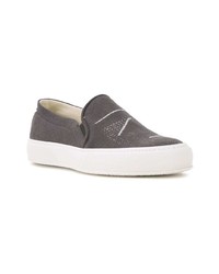 dunkelgraue Slip-On Sneakers aus Segeltuch von Joshua Sanders