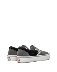 dunkelgraue Slip-On Sneakers aus Segeltuch von Vans